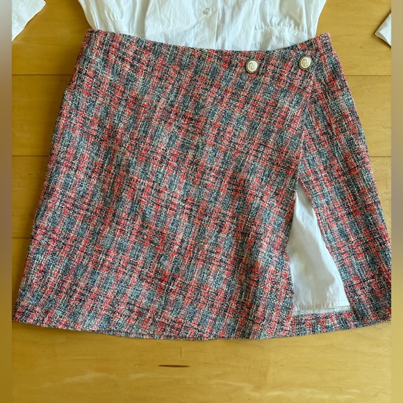 NWT Maje 2-in-1 Rajari Cotton Shirt Dress with Tweed Overlay Skirt - Picture 12 of 15